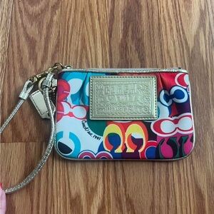 Coach Poppy Multicolor Wristlet with Gold Accents